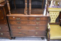 A 19th Century oak chest of two over three drawers, width approx. 108cm