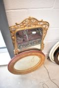Two vintage gilt frame wall mirrors