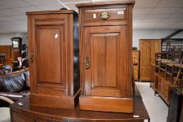 Two Victorian mahogany pot cupboards, one with upper drawer 85cm & 81cm