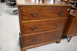 An Edwardian mahogany chest of three drawers, 78cm