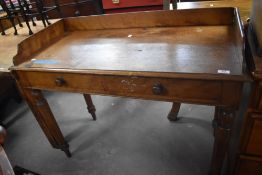 A Victorian satinwood washstand, of rectangular form with three quarter gallery, two drawers and