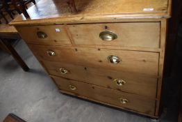 A Victorian pine chest of two over two drawers, each with replacement brass handles 87cm