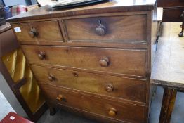 A 19th century mahogany chest of drawers, two over three arrangement of cockbeaded drawers each with