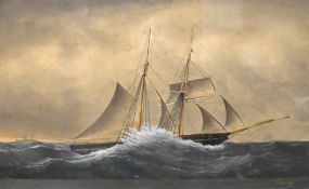 Joseph Loy (act. 1860-75, British), oil painting, 'Eugenie, 1864', a maritime study, signed to the