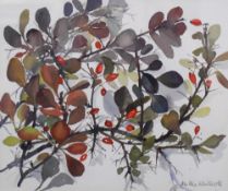 Mollie Whitworth (20th Century), watercolours, Two botanical studies - Fruiting branches and