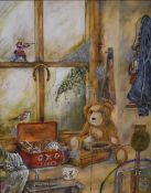 Kevin Hockaday (Contemporary, British), acrylic on canvas, A nostalgic scene depicting a teddy