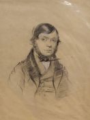 Attributed to William Tasker (British 1808-1852) pencil and chalk portrait of a 19th century