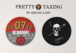 After Abigail Lane (British b.1967) Pretty Taxing 'I Skull You' c2007, limited edition tax disc