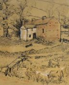 Attributed to Caroline Ann Metcalf-Gibson (local contemporary) pencil, ink and coloured pastel,