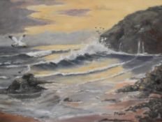 Patricia Rance (20th Century), oil on board, 'Gower Morning', a coastal landscape with seagulls,