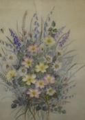 E.L Slinger (20th Century), watercolour, 'Country Flowers' - a still life arrangement depicting