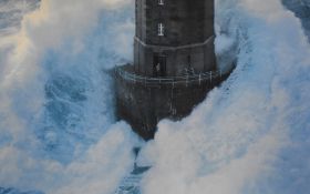 After Jean Guichard (b.1952, French photographer), coloured print, 'Phares Dans La Tempete
