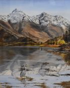 Christine Isherwood (British, local 1946-2017) Gouache and watercolour 'Loch Duich & kintail;