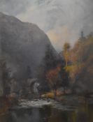 Samuel Towers (1862-1943, British), watercolour, A river scene in autumn, signed to the lower