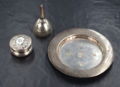An Elizabeth II silver pin tray, or traditional form having large hallmarks to the centre, marks for