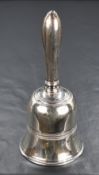 A Victorian silver bell, of traditional form having fluted decoration to the body and rim, marks for