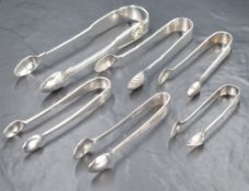 A pair of William IV silver sugar tongs, having embossed shell motifs marks for London 1836, maker