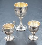 A late Edwardian silver egg cup style trophy, engraved 'Chorlton-Cum-Hardy Agricultural &