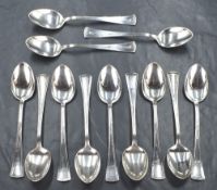 A set of twelve American sterling silver teaspoons, having line thread to the handle and geometric