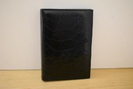 A WA Goold calf skin organiser in black. No strap 13.5x18.5cm
