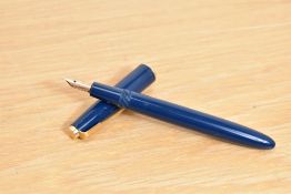 A Parker Slimfold aerometric fill fountain pen in blue having a Parker 14K 585 England 5 nib