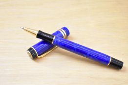 A Parker Centennial MKII rollerball pen in lapis lazulii with two cap band.