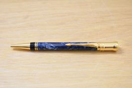 A Parker Centennial MKII ballpoint pen in blue marble.