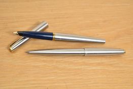 A Parker 45 Deluxe Flighter cartridge fill pen and ballpoint pen with gold trim