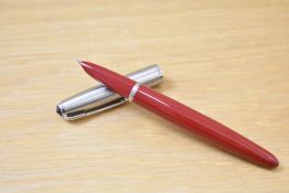 A Parker 41 aerometric fill fountain pen in red with lustraloy cap.