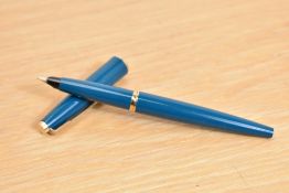 A Parker 45 converter fill fountain pen in turquoise.