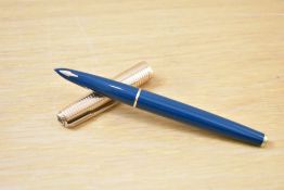 A Parker Custom Insignia converter fill fountain pen in green with rolled gold Consort cap