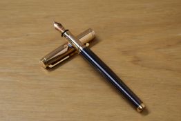 A boxed Waldmann Tuscany cartridge fill fountain pen in solid 925 silver with rose gold plated cap