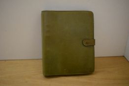 A boxed Mulberry green leather planner 19x23cm