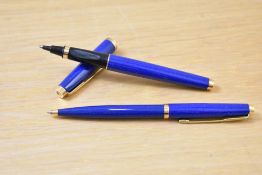 A Parker 75 roller pen and ballpoint pen set in lapis lazuli
