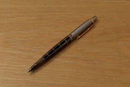 A Parker Jotter 50th Anniversary edition ballpoint pen in black with silver filigree and flighter