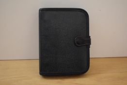 A boxed Mulberry grained black leather organiser/ agenda, 14x18cm