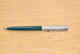 A Parker 41 Ballpoint pen in green with lustraloy cap