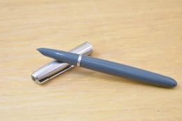 A Parker 51 aerometric fill fountain pen in grey with lustraloy cap