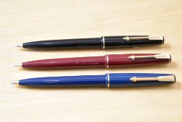 Three Parker 17 Jotter ballpoint pens in