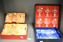 Three boxed sets of 20th Century Bohemian and other crystal glassware, to include Cristal D'Arques