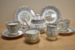 A Royal Albert tea service for two settings, decorated in the Silver Birch pattern and comprising
