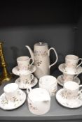 A Royal Adderley coffee service for six settings, decorated in the 'Silver Rose' pattern and