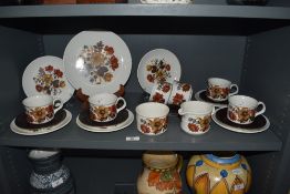 A selection of mid-20th Century Autumn patterned Hostess teaware, to include teacups, saucers, and