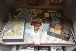 A vintage Shipping an Ahoy Series Game with world map board and boxed set of instructions, player