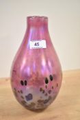 A John Ditchfield for Glasform iridescent pink glass vase, of ovoid form and decorated with a