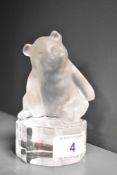 A Nachtmann crystal glass study of a bear, with etched manufacturer's name to the underside and