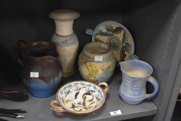 A selection of mid-20th Century studio ceramics, to include a Denby Danesby Ware blue drip glazed