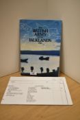 A volume The British Army in the Falklands 1982 designed and produced by Main Titles printed by