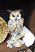 A large and impressive Capo Di Monte limited edition porcelain owl study, by Bihdi, modelled perched