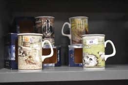 Four Border Fine Arts collector's mugs, designs comprising 'Spilt Milk', 'The Crossing', 'Let